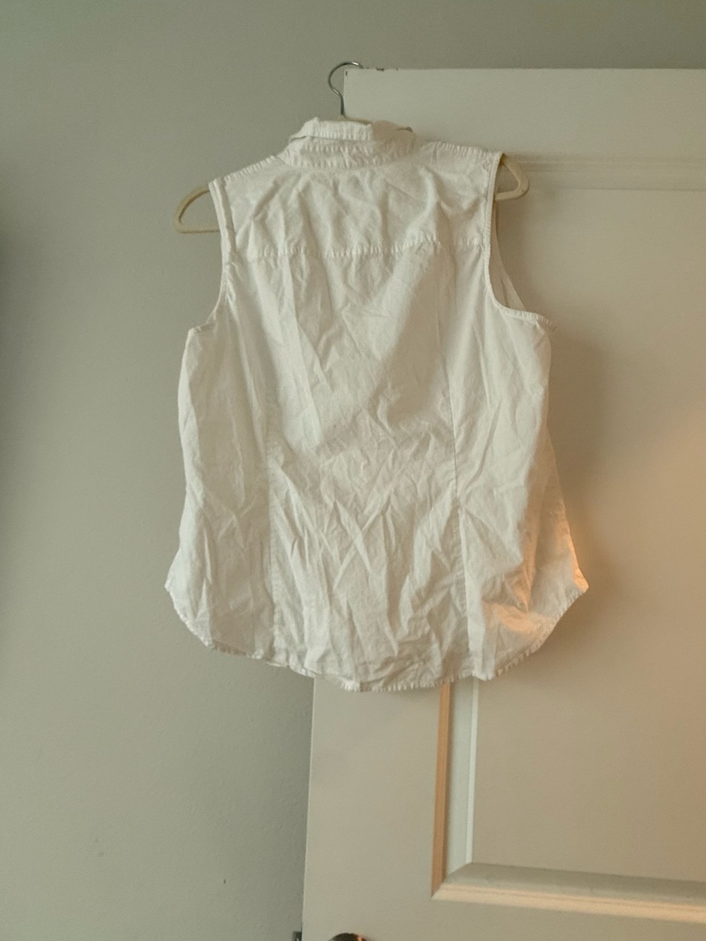 J.CREW White Cotton Sleeveless Button-Down Collared Blouse Topđ - Picture 8 of 8